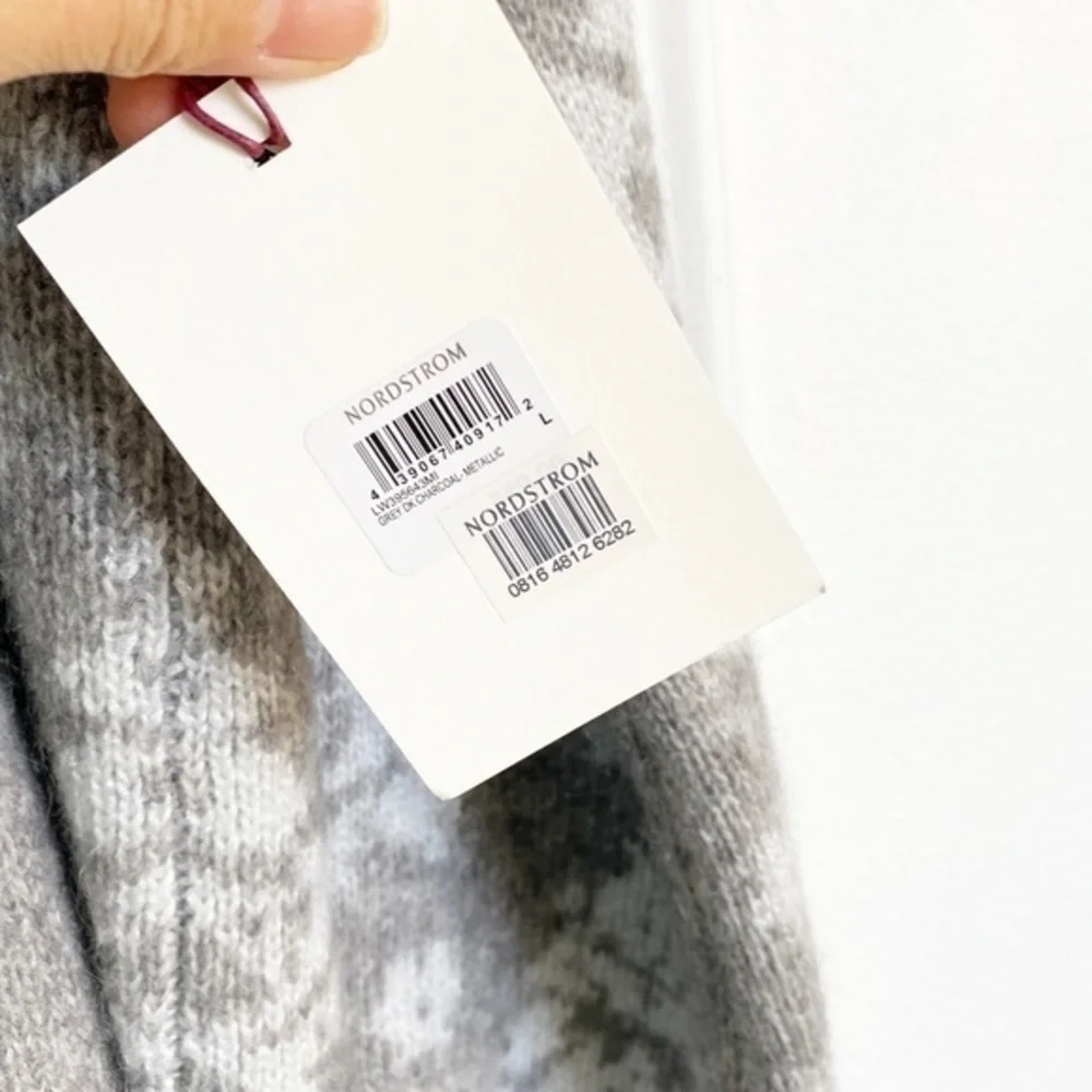 Lewit Jacquard mohair metallic and gray chunky wool mohair oversized  sweater